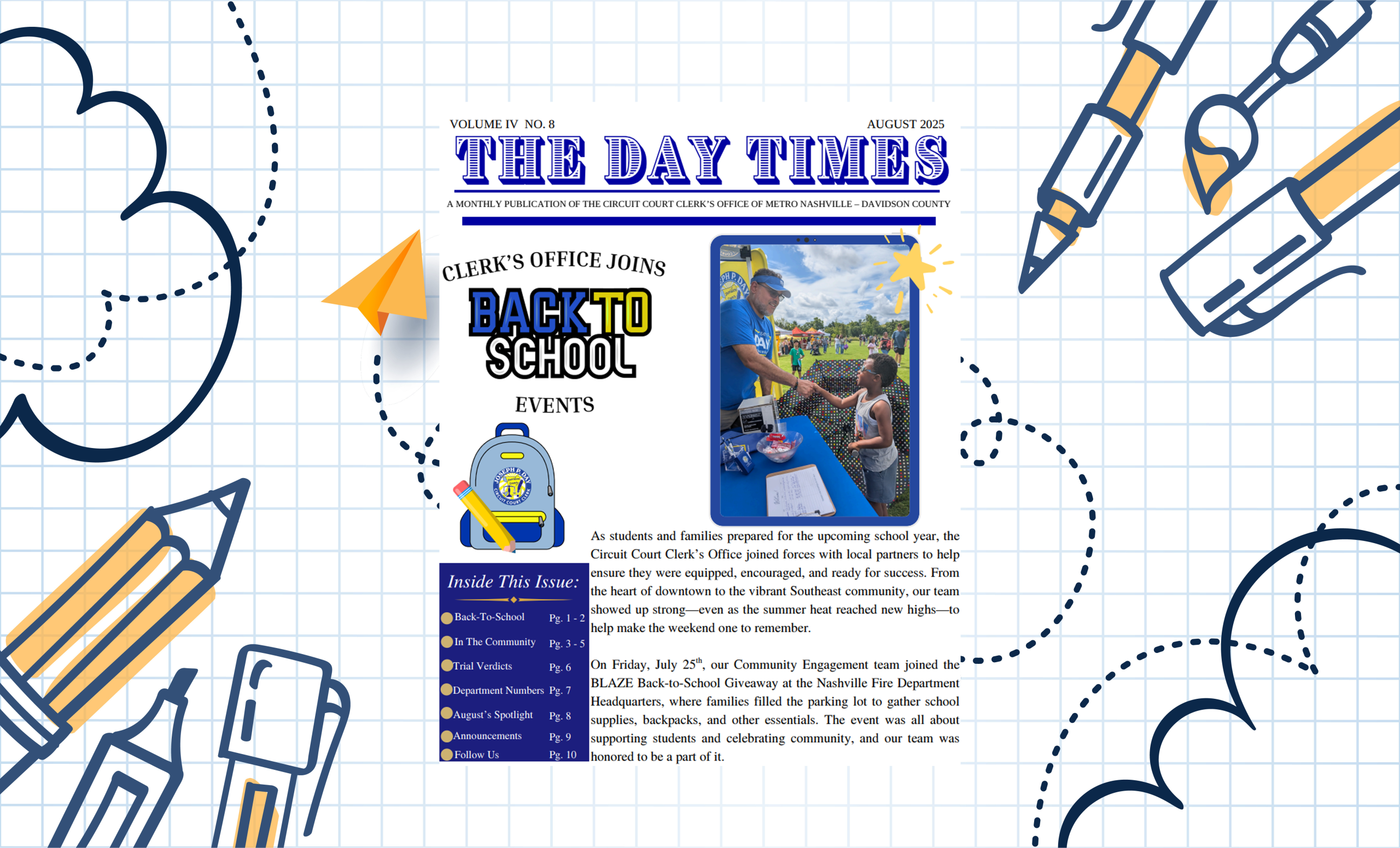 Back To School Front Page image of the August 2025 Issue of the Day Times