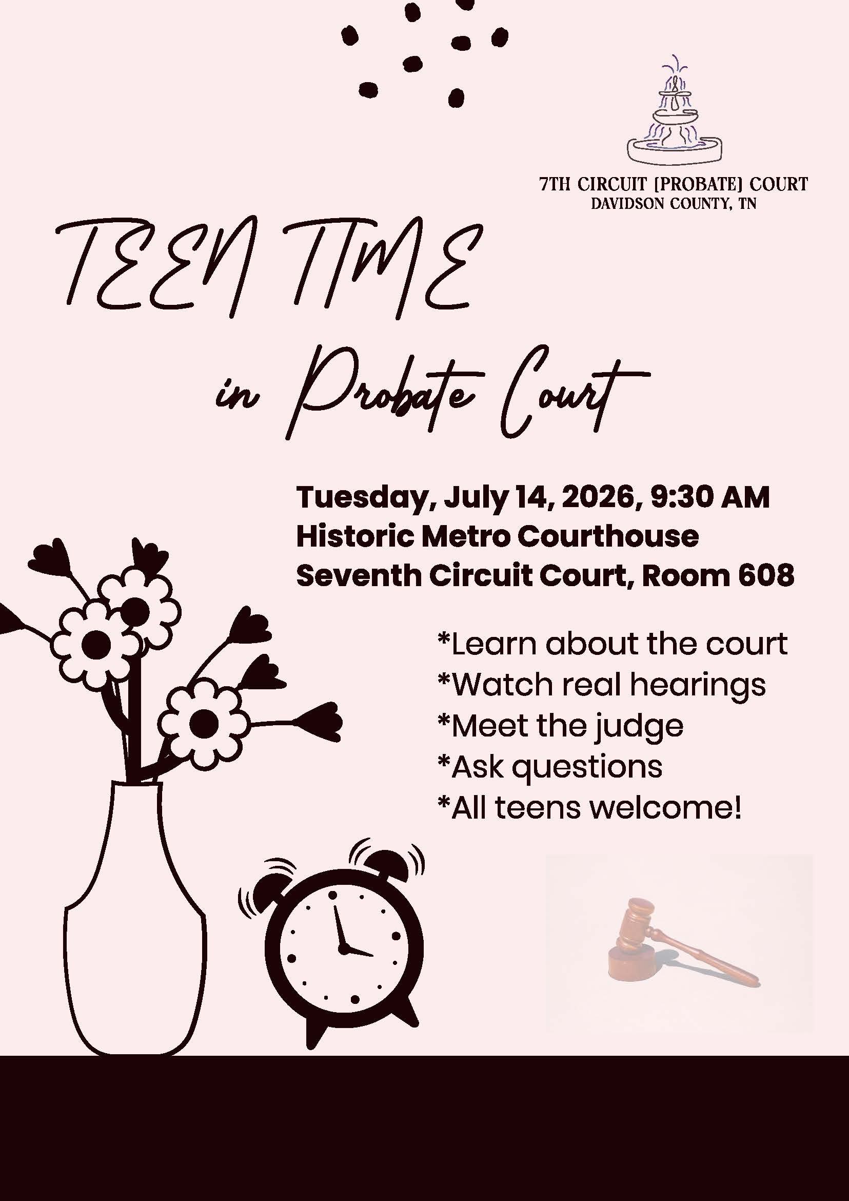 Flyer - Teen Time in Probate Court