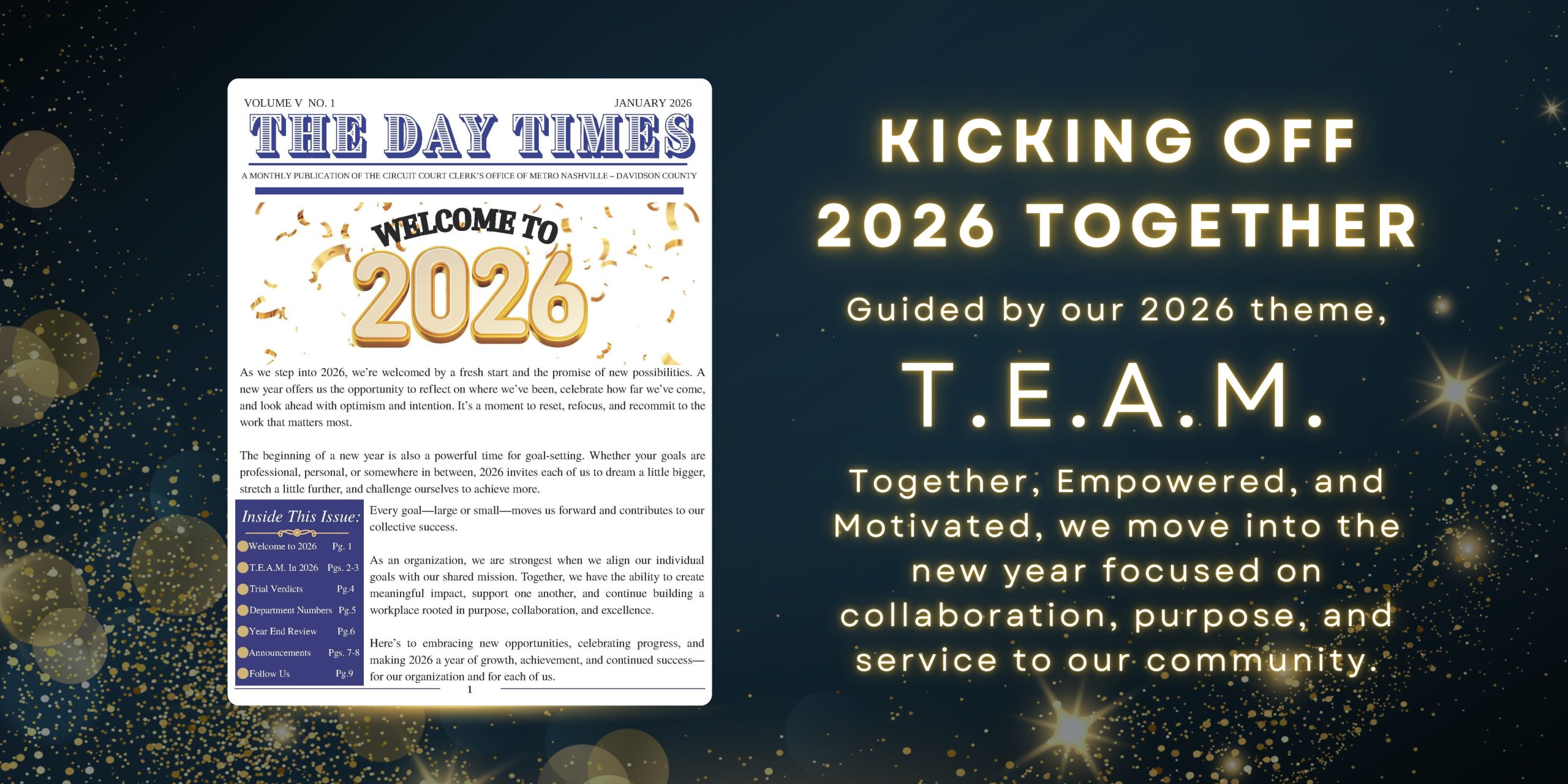 The Day Times Banner titled Kicking off 2026 Together